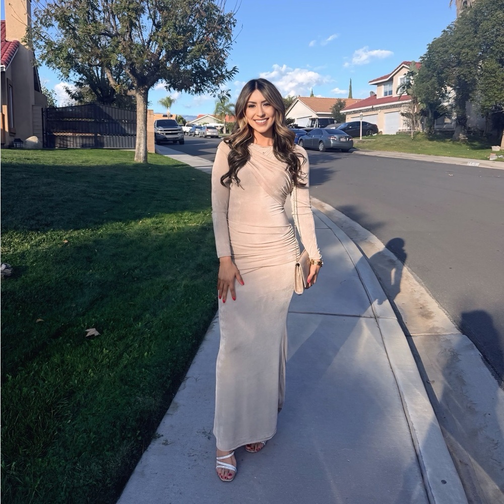 SHEIN Cream Long Sleeve Dress